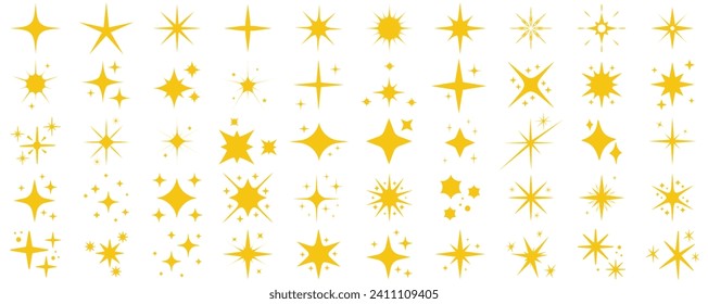 Star icons.Sparkle star icons. Shine icons. Twinkling stars. Sparkles, shining burst.Golden star. Christmas vector symbols isolated
