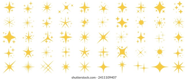 Star icons.Sparkle star icons. Shine icons. Twinkling stars. Sparkles, shining burst.Golden star. Christmas vector symbols isolated
