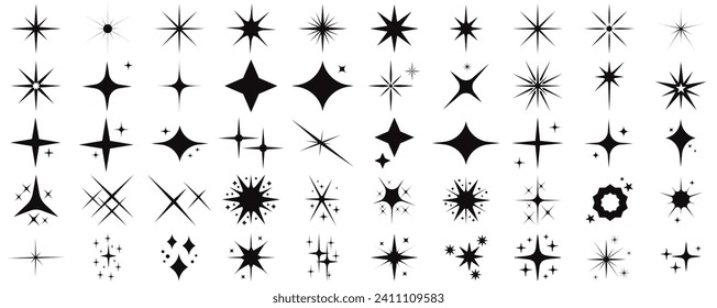 Star icons.Sparkle star icons. Shine icons. Twinkling stars. Sparkles, shining burst. Christmas vector symbols isolated
