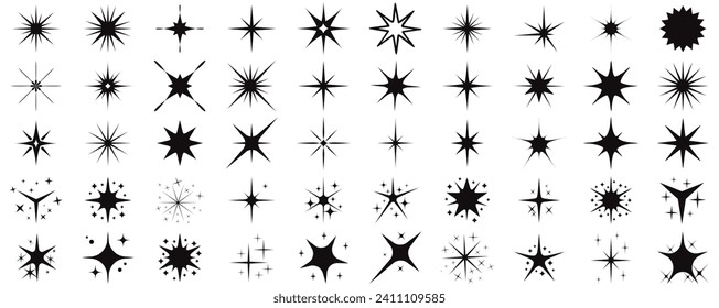 Star icons.Sparkle star icons. Shine icons. Twinkling stars. Sparkles, shining burst. Christmas vector symbols isolated
