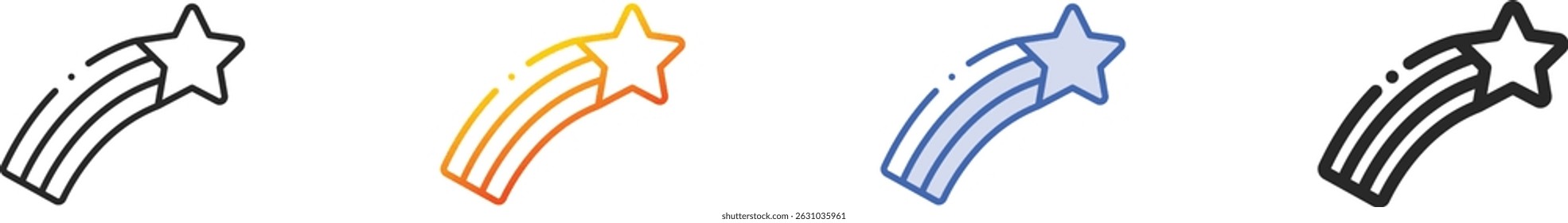 star icon.Thin Linear, Gradient, Blue Stroke and bold Style Design Isolated On White Background