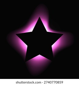 Star illuminate frame with gradient. Purple heart neon banner isolated on black background. Vector illustration