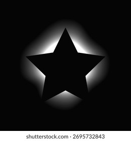 Star illuminate frame with gradient. White star neon banner isolated on black background. Vector illustration