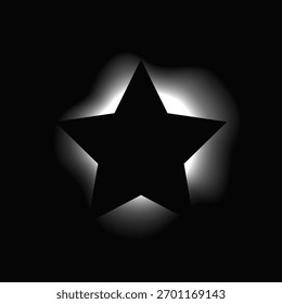 Quadro iluminado por estrela com gradiente. Banner de néon White Star isolado no fundo preto. Ilustração vetorial