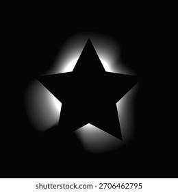 Quadro iluminado por estrela com gradiente. Banner de néon White Star isolado no fundo preto. Ilustração vetorial