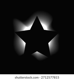 Quadro iluminado por estrela com gradiente. Banner de néon White Star isolado no fundo preto. Ilustração vetorial