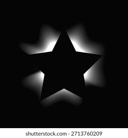 Quadro iluminado por estrela com gradiente. Banner de néon White Star isolado no fundo preto. Ilustração vetorial