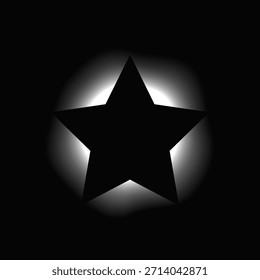 Quadro iluminado por estrela com gradiente. Banner de néon White Star isolado no fundo preto. Ilustração vetorial