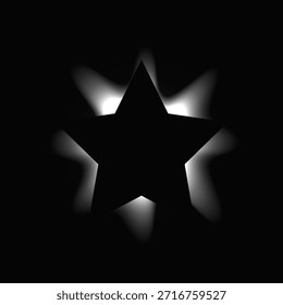 Quadro iluminado por estrela com gradiente. Banner de néon White Star isolado no fundo preto. Ilustração vetorial