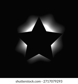 Quadro iluminado por estrela com gradiente. Banner de néon White Star isolado no fundo preto. Ilustração vetorial