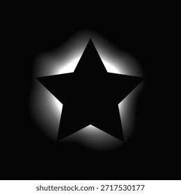 Quadro iluminado por estrela com gradiente. Banner de néon White Star isolado no fundo preto. Ilustração vetorial