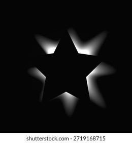 Quadro iluminado por estrela com gradiente. Banner de néon White Star isolado no fundo preto. Ilustração vetorial