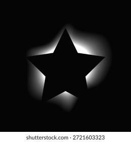 Quadro iluminado por estrela com gradiente. Banner de néon White Star isolado no fundo preto. Ilustração vetorial