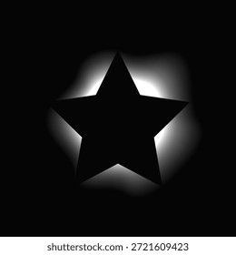 Marco iluminado de estrellas con gradiente. Anuncio de neón blanco de la estrella aislado en el fondo negro. Ilustración vectorial
