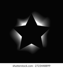 Quadro iluminado por estrela com gradiente. Banner de néon White Star isolado no fundo preto. Ilustração vetorial