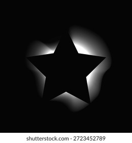 Quadro iluminado por estrela com gradiente. Banner de néon White Star isolado no fundo preto. Ilustração vetorial