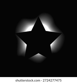 Quadro iluminado por estrela com gradiente. Banner de néon White Star isolado no fundo preto. Ilustração vetorial