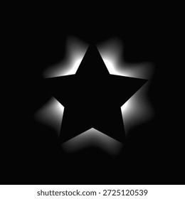 Quadro iluminado por estrela com gradiente. Banner de néon White Star isolado no fundo preto. Ilustração vetorial