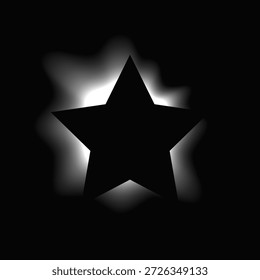 Quadro iluminado por estrela com gradiente. Banner de néon White Star isolado no fundo preto. Ilustração vetorial