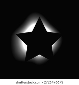 Quadro iluminado por estrela com gradiente. Banner de néon White Star isolado no fundo preto. Ilustração vetorial