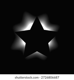 Star illuminate frame with gradient. White star neon banner isolated on black background. Vector illustration