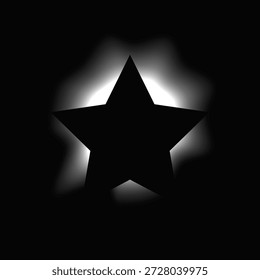 Quadro iluminado por estrela com gradiente. Banner de néon White Star isolado no fundo preto. Ilustração vetorial