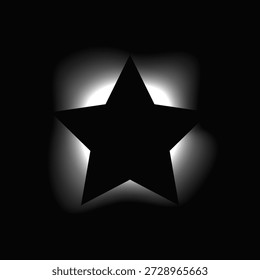 Quadro iluminado por estrela com gradiente. Banner de néon White Star isolado no fundo preto. Ilustração vetorial
