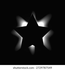 Quadro iluminado por estrela com gradiente. Banner de néon White Star isolado no fundo preto. Ilustração vetorial
