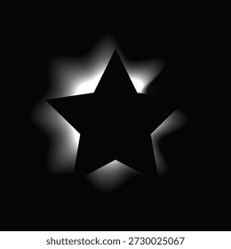 Quadro iluminado por estrela com gradiente. Banner de néon White Star isolado no fundo preto. Ilustração vetorial