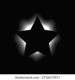 Quadro iluminado por estrela com gradiente. Banner de néon White Star isolado no fundo preto. Ilustração vetorial