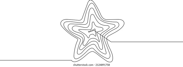 Star illusion in continuous one line drawing. Minimalistic vector illustration.