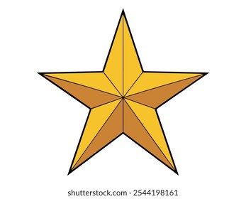 Star illustration of yellow star vector illustration with five points stars in yellow color 5 popinted star in white solid background vector illustration. flower type star with orange color stars