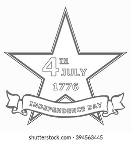 Star Independence day USA. Flat style, grey Colour.  Vector illustration. EPS 10