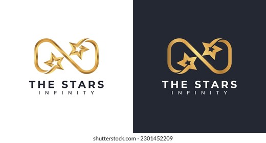 Diseño del logotipo Star Infinity y símbolo Gold Elegant para la promoción de marca de empresa e identidad corporativa
