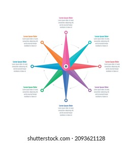 star infographic template. eight option informational templates. magazine, annual report, internet, web infographic template. business information template