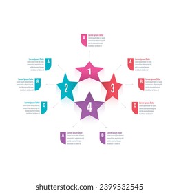 star infographic template. four steps infographic template. internet, education, annual report, business, magazine infographic template