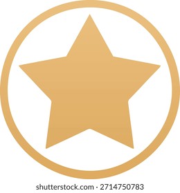 “gold star inside badge circle, flat minimal vector, reward icon design”