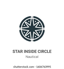 Star inside circle glyph icon vector on white background. Flat vector star inside circle icon symbol sign from modern nautical collection for mobile concept and web apps design.