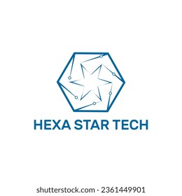 una estrella dentro de hexagone , plantilla de logotipo de tecnología de estrella hexa