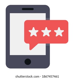 
Star inside message bubble with smartphone, mobile feedback icon
