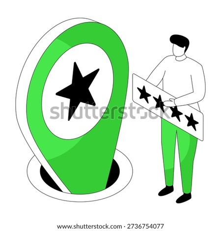 Star inside placeholder, illustration of favorite location 