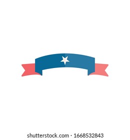 estrella dentro de la cinta diseño de icono de estilo plano, etiqueta banner decoración de producto venta carta emblema invitación y tema premium Ilustración vectorial