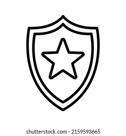 Star Inside Shield Linear Style Pictogram Stock Vector (Royalty Free ...