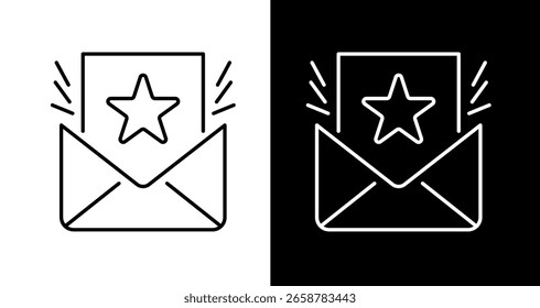 Icono de línea editable de tarjeta de invitación de estrella