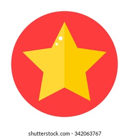 Star isolated icon on white background. Golden star in circle template. Flat style vector illustration. 