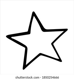 Star, isolated simple hand drawn black and white vector illustration on white background