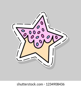 Star isolated vector illustration. Design for embroidery, sticker or pin