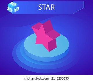 Star isometric design icon. Vector web illustration. 3d colorful concept