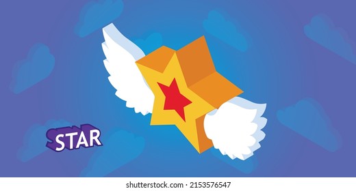 Icono de diseño isométrico de estrella. Ilustración web de vectores. 3.ª colorida concepción