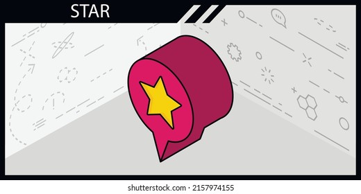 Star isometric design icon. Vector web illustration. 3d colorful concept
